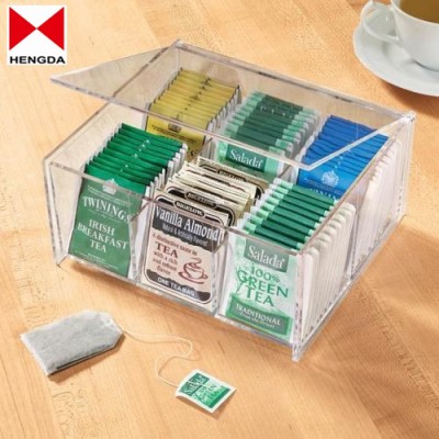 Tea Bag Storage Clear View Organizer 6 Compartment Box