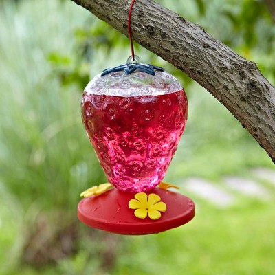 Flower Strawberry Shaped Outdoor Feeding Water Food Plastic Garden Hummingbird Hanging Bird Feeder