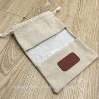 Jute Burlap Gift Pouch, Jute Drawstring Bag With Transparent PVC Window